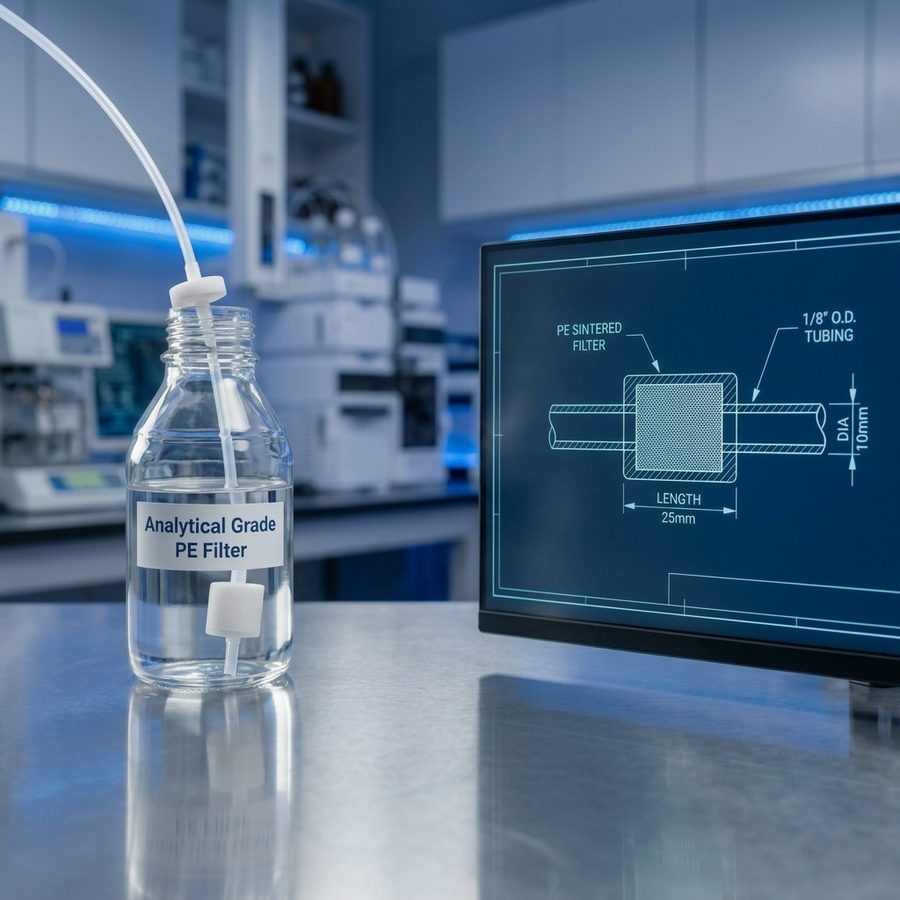 Analytical Grade PE Sintered Solvent Inlet Filter for HPLC and UHPLC Mobile Phase Reservoir Bottles